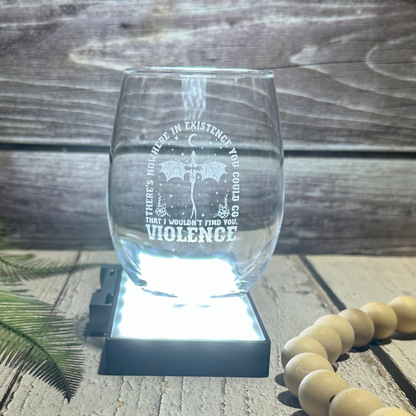 Engraved Fourth Wing Violence Glass