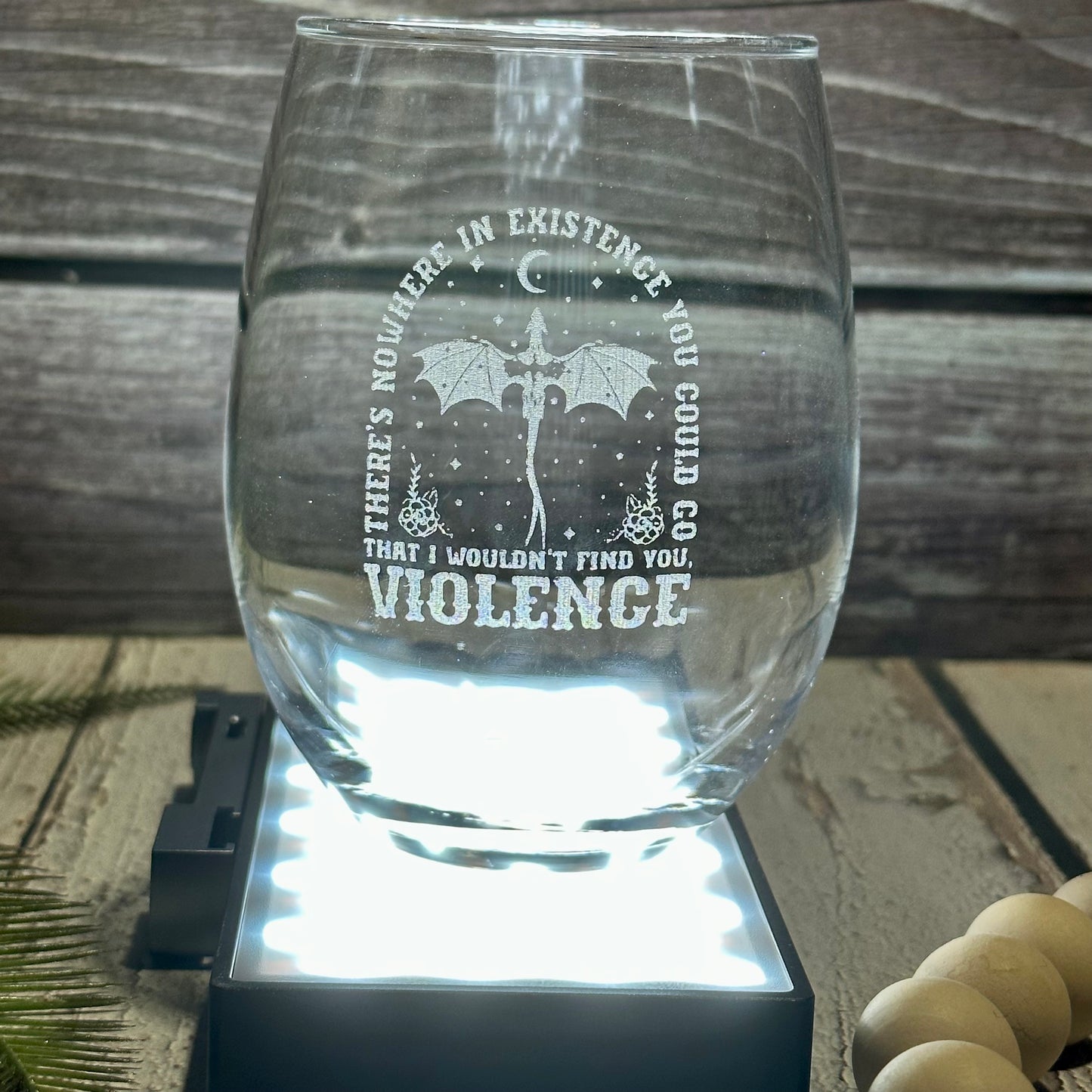 Engraved Fourth Wing Violence Glass